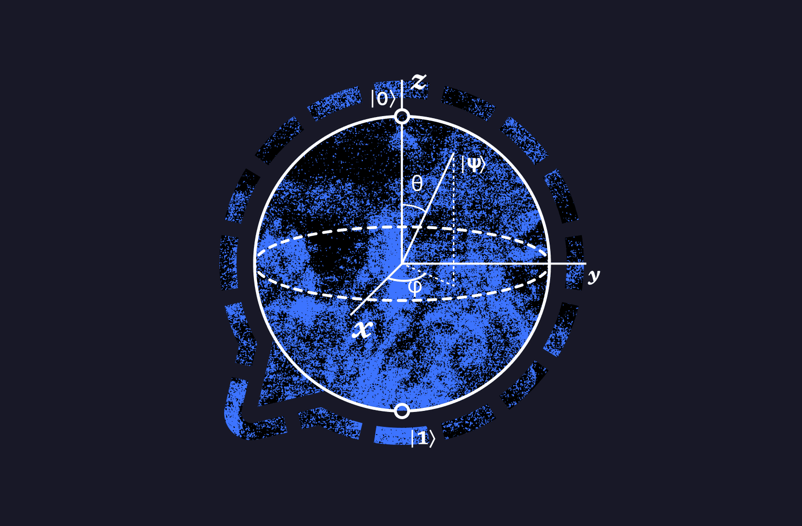 A stylized Signal logo inscribed with mathematical symbols representing a qubit.